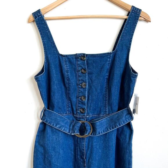 Y2K Wide Leg Womens Denim Jumpsuit Size M Blue Concert Festival Boho High Waist - Picture 3 of 9